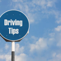 Blue driving tips sign